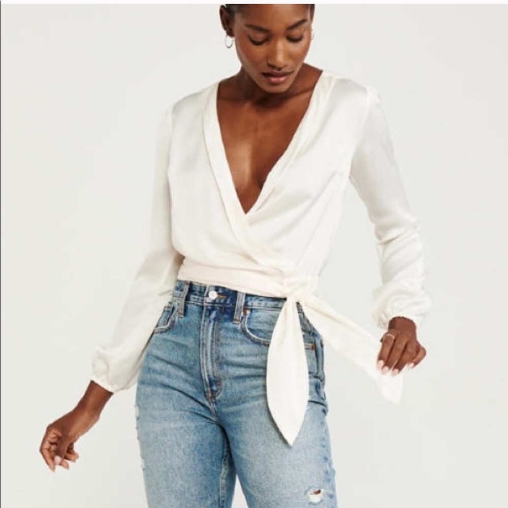 A&F Long Sleeve Wrap Blouse